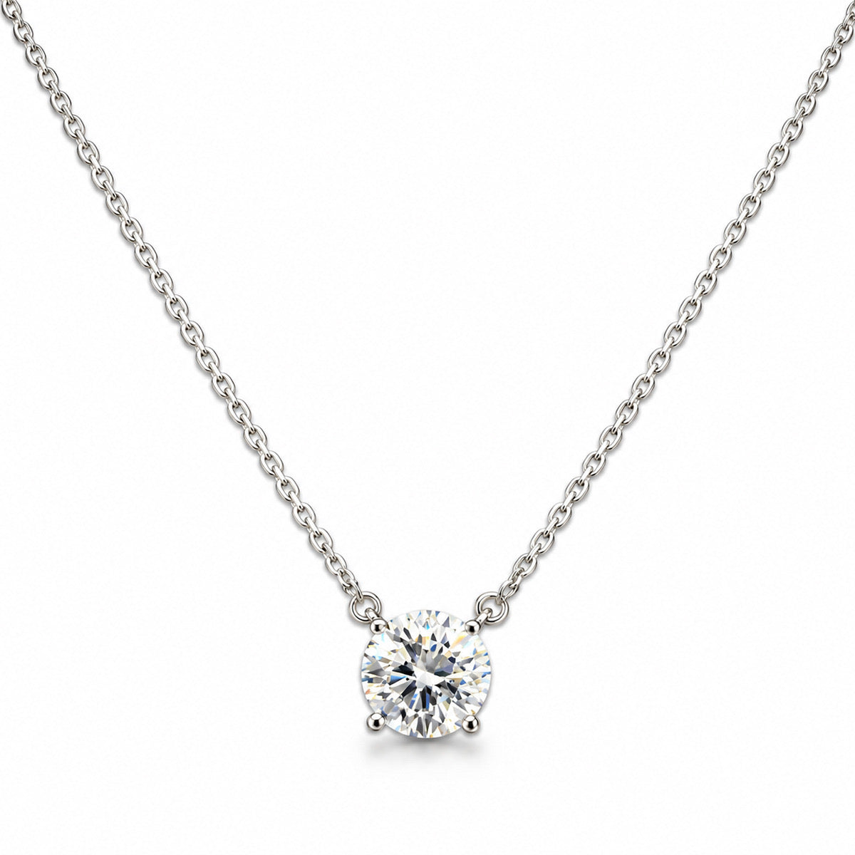 18K White Gold Natural Origin Diamond Pendant and Chain