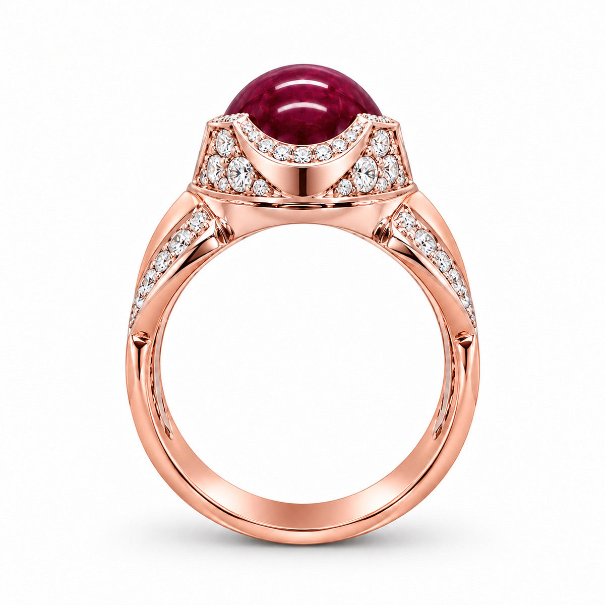 18K White and Rose Gold Natural Origin Ruby and Diamond Ring, view 2 of 3