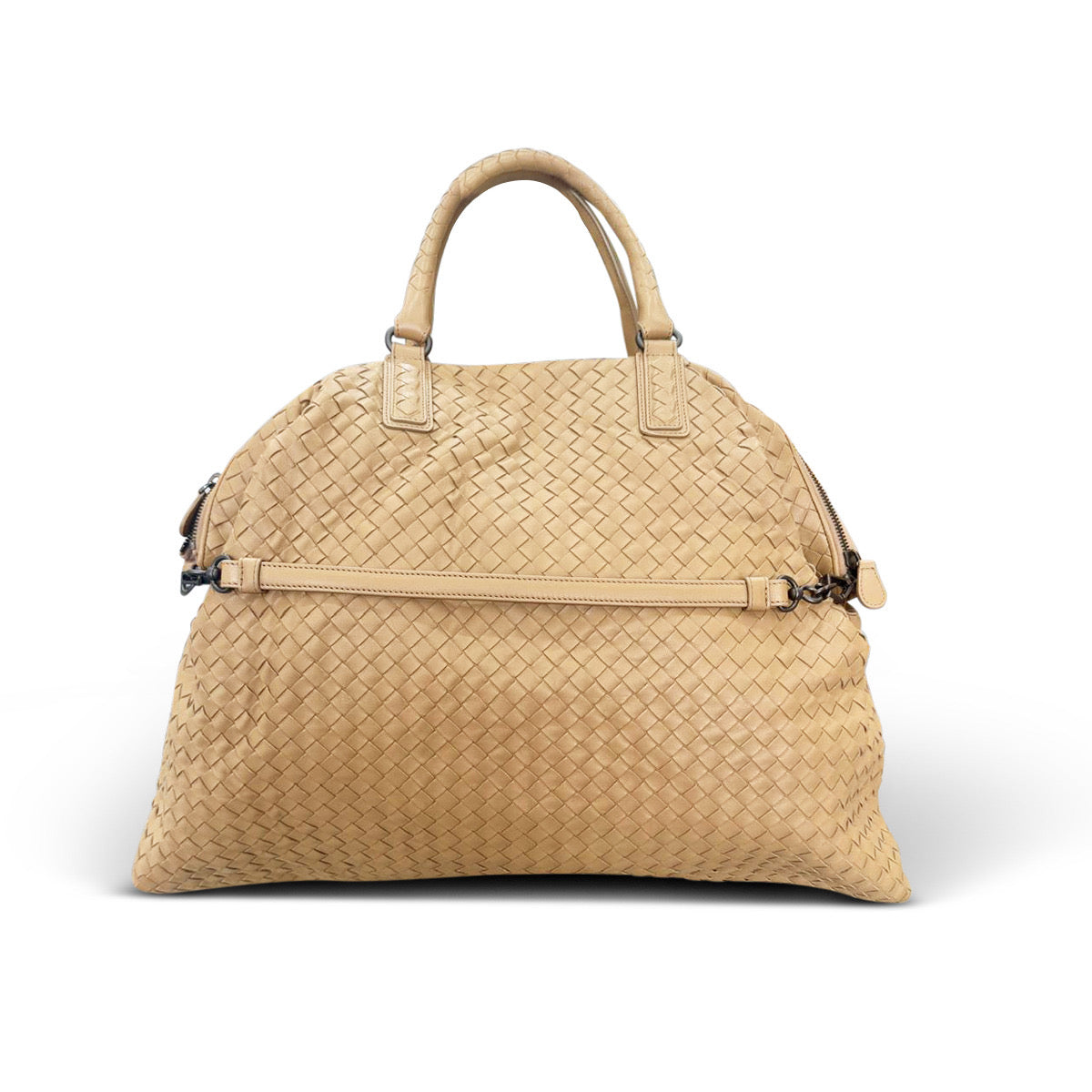 Bottega Veneta Intrecciato Nappa Woven Leather Maxi Convertible in Beige