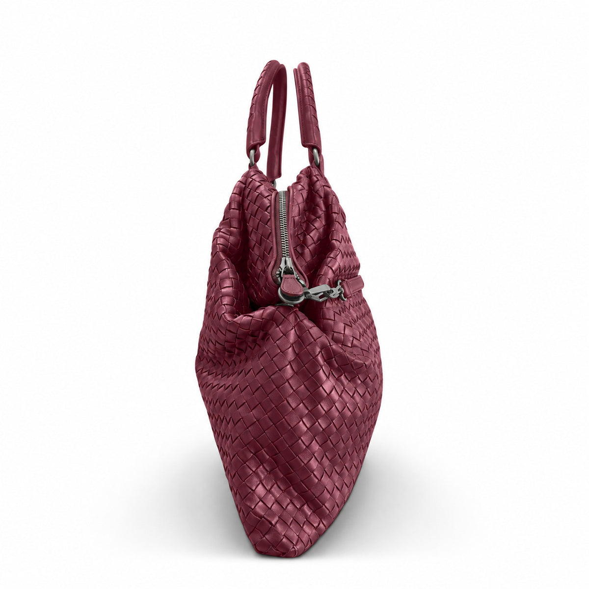 Bottega Veneta Intrecciato Maxi Convertible Tote in Burgundy