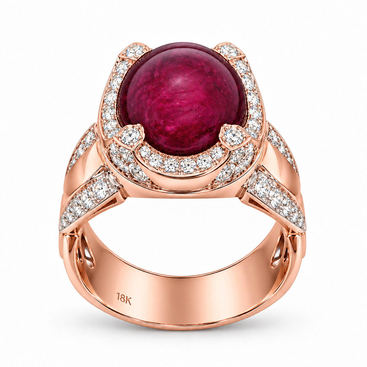 18K White and Rose Gold Natural Origin Ruby and Diamond Ring, view 3 of 3