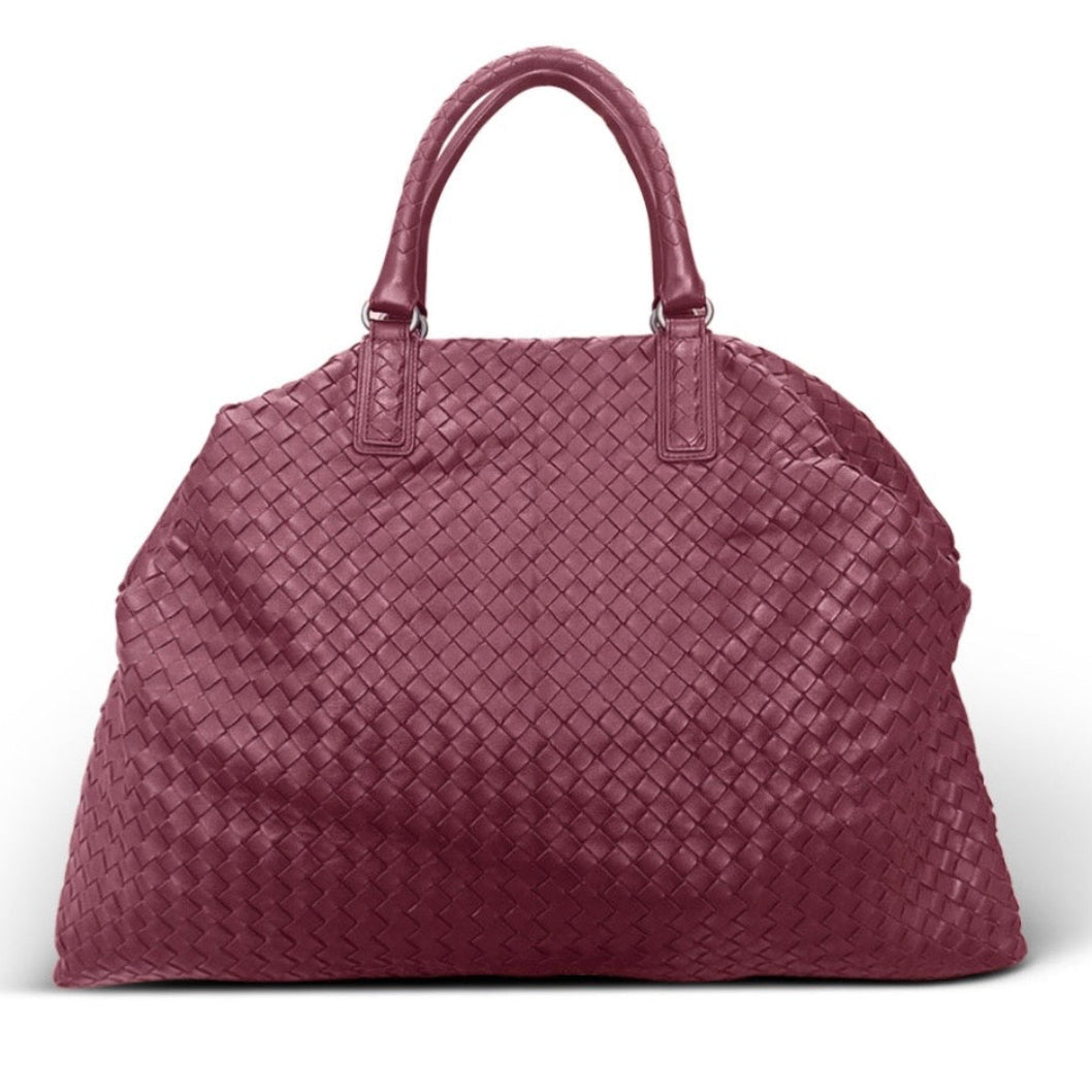Bottega Veneta Intrecciato Maxi Convertible Tote in Burgundy