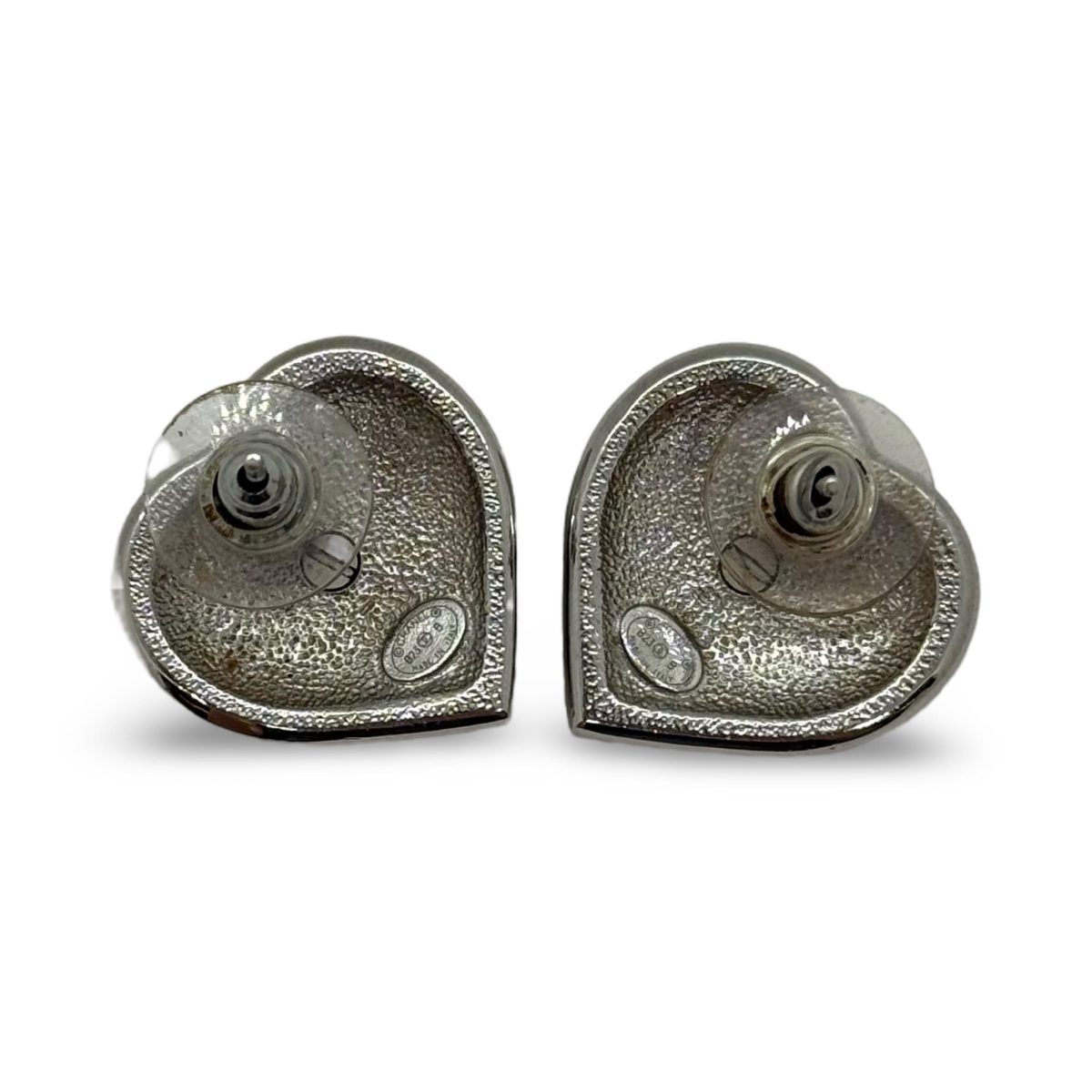 Chanel Pearl Crystal CC Heart Earrings in Silver