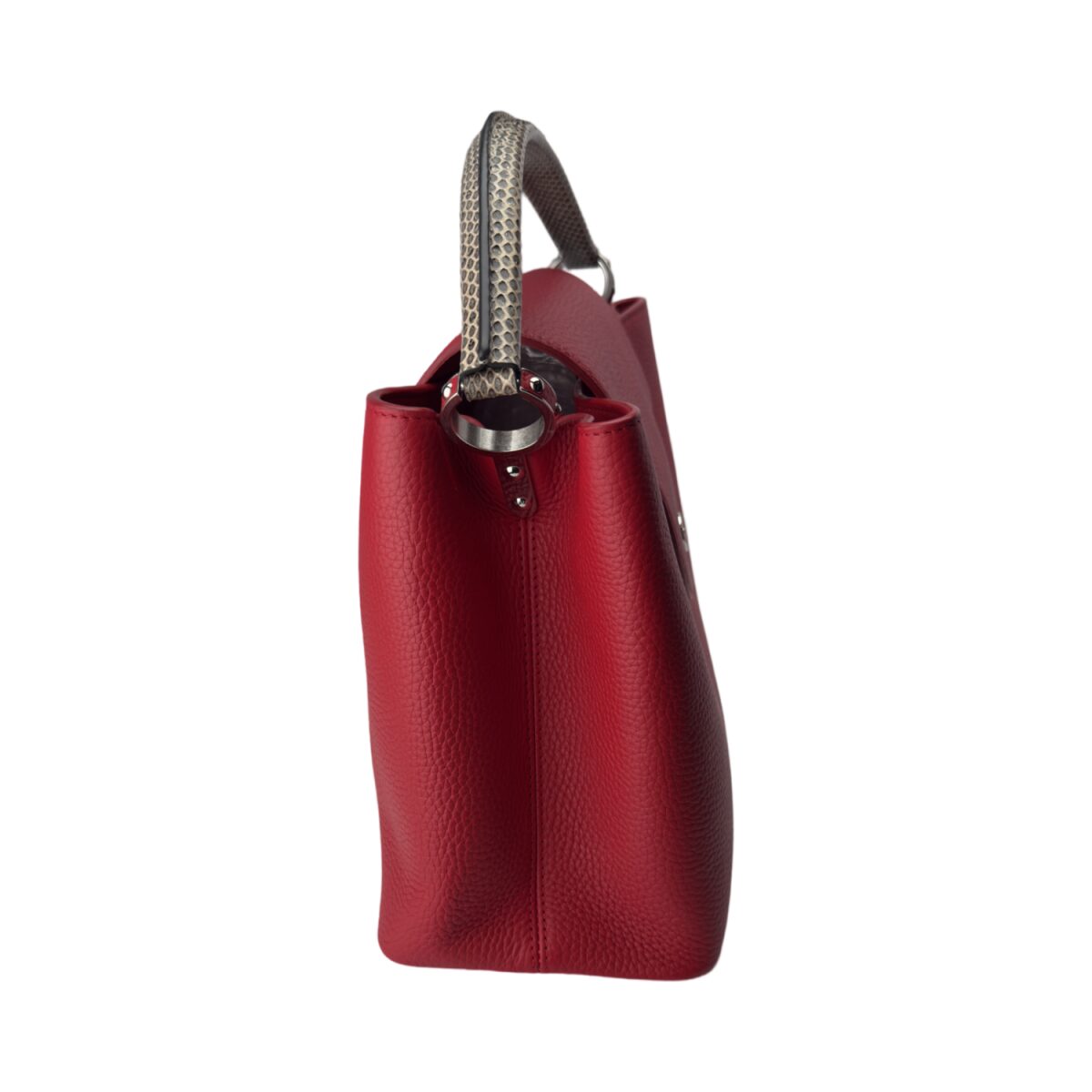 Louis Vuitton Red Leather & Python Leather Capucines MM