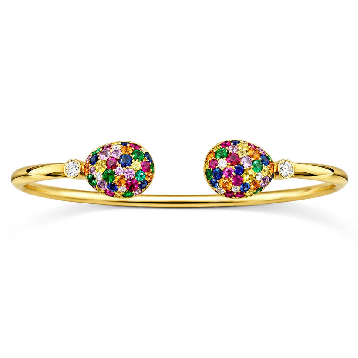 Fabergé Emotion 18k Yellow Gold Multi-Coloured Open Set Bangle