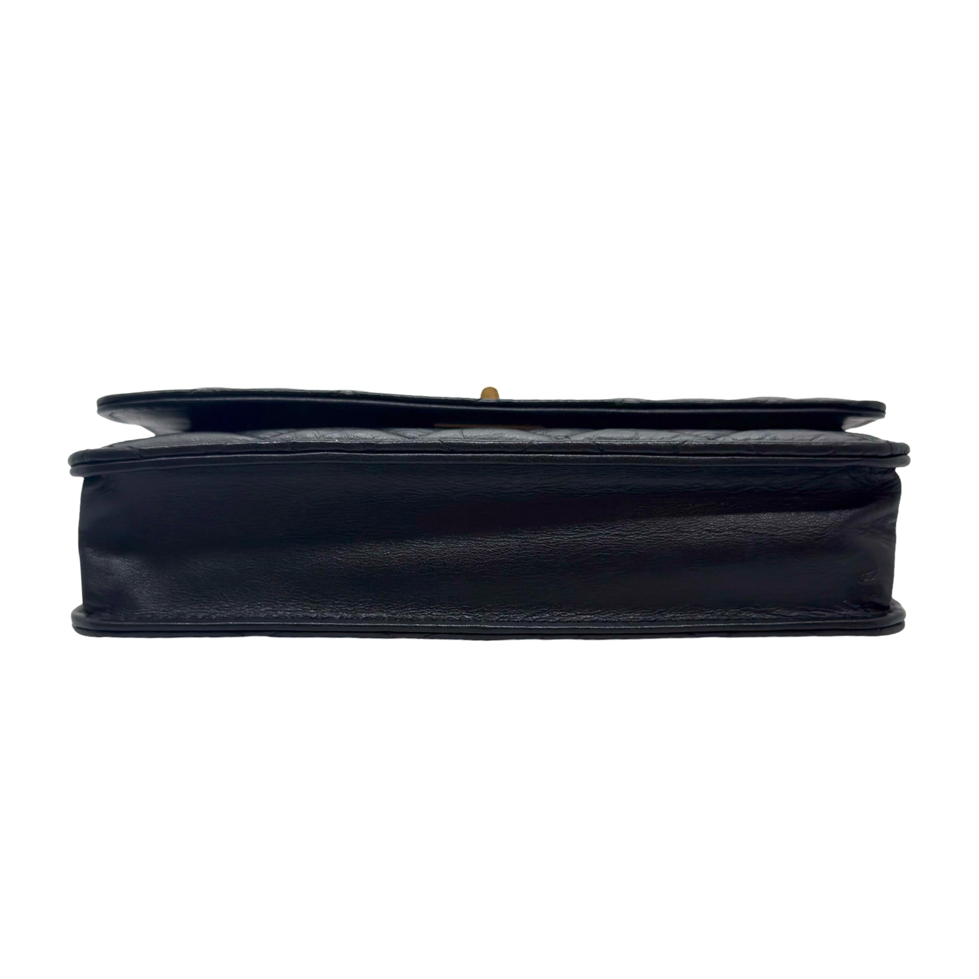 Chanel Aged Calfskin Quilted Lucky Charms 2.55 Reissue Wallet On Chain in black with aged gold hardware