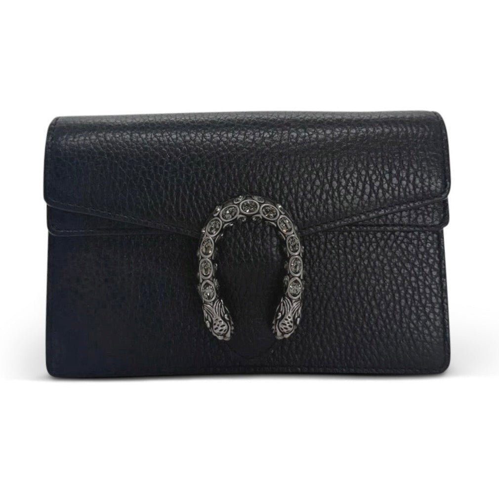 Gucci Dionysus Super Mini Bag in Black Leather