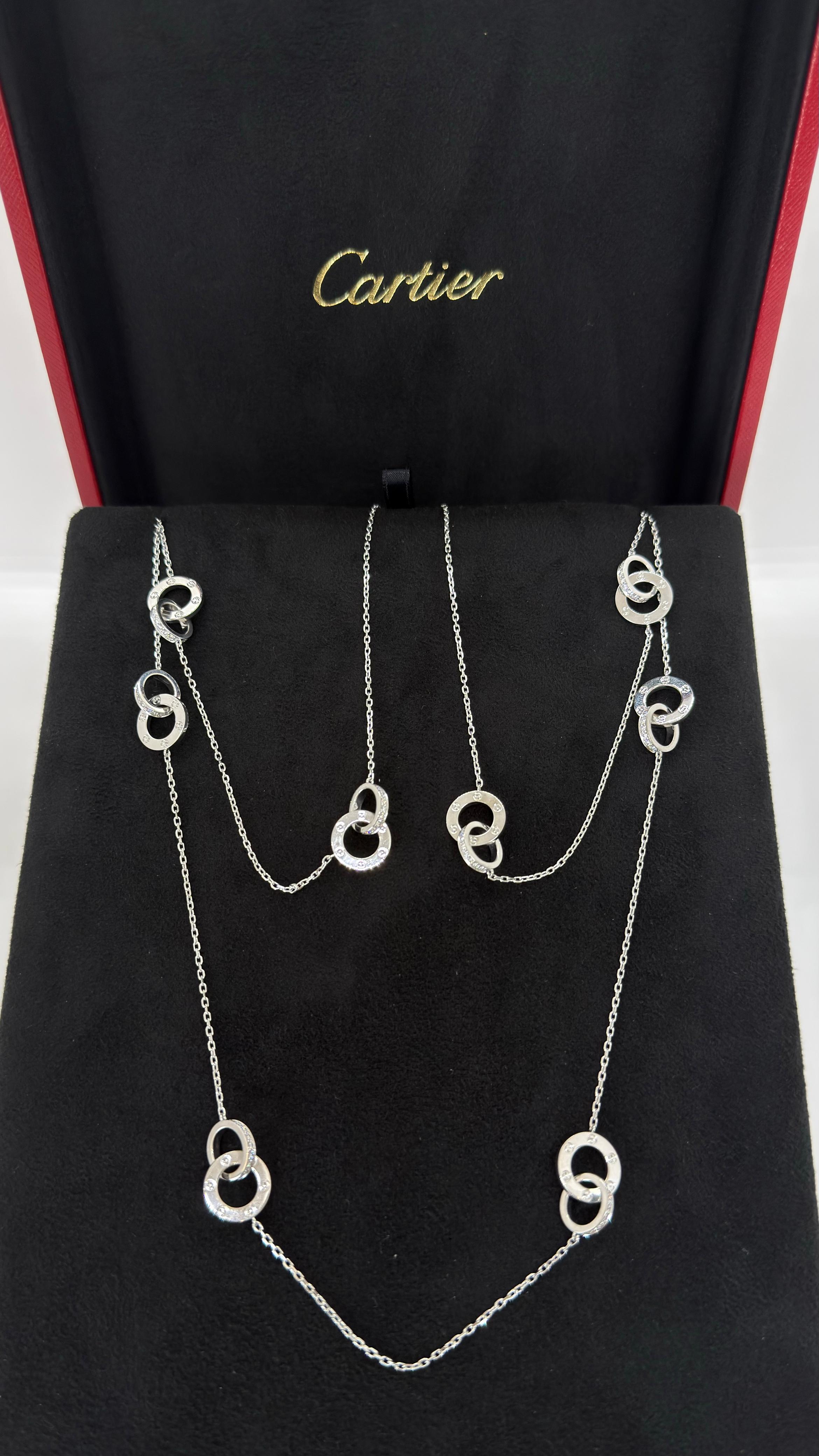 Cartier 18K White Gold Diamond Love 8-Station Necklace