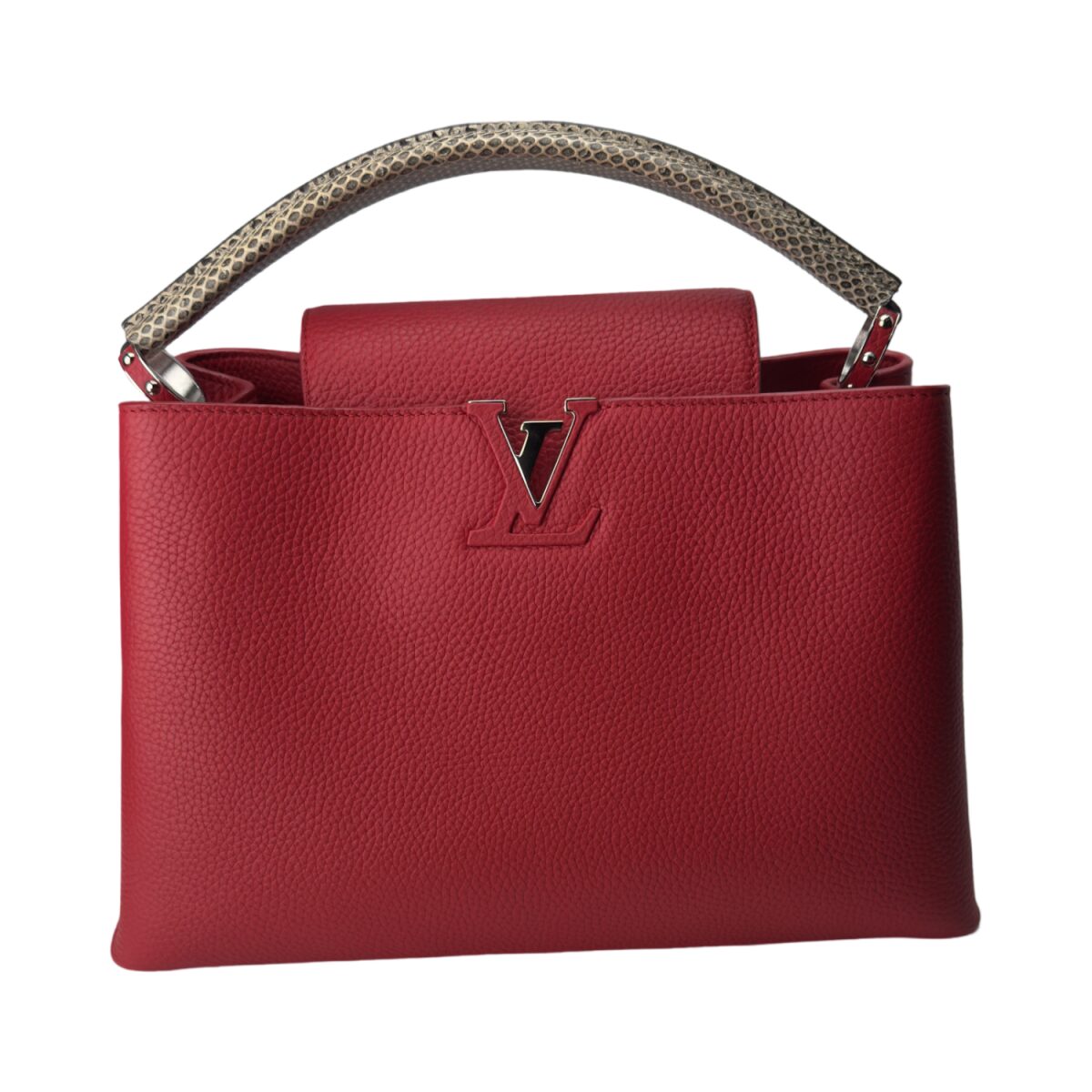 Louis Vuitton Red Leather & Python Leather Capucines MM
