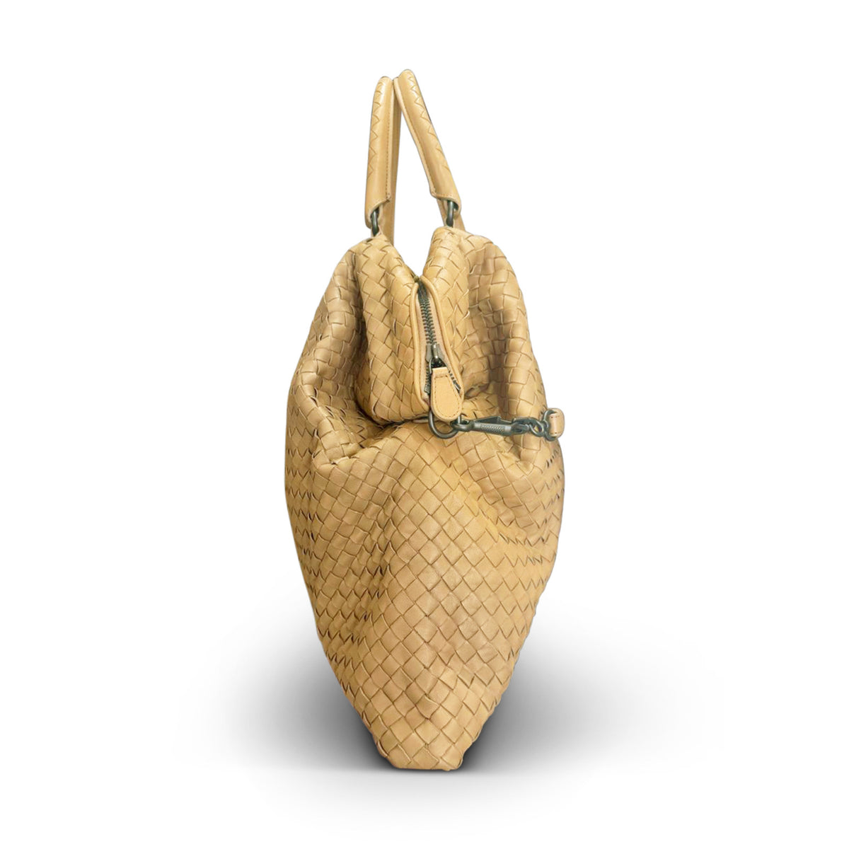 Bottega Veneta Intrecciato Nappa Woven Leather Maxi Convertible in Beige