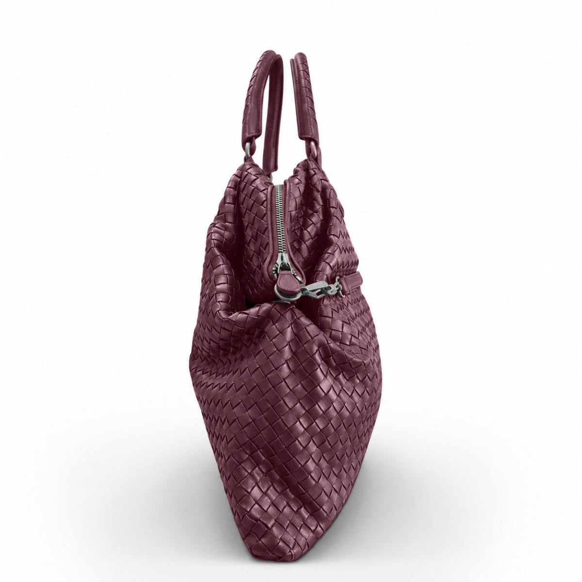 Bottega Veneta Intrecciato Maxi Convertible Tote in Burgundy, view 2 of 4