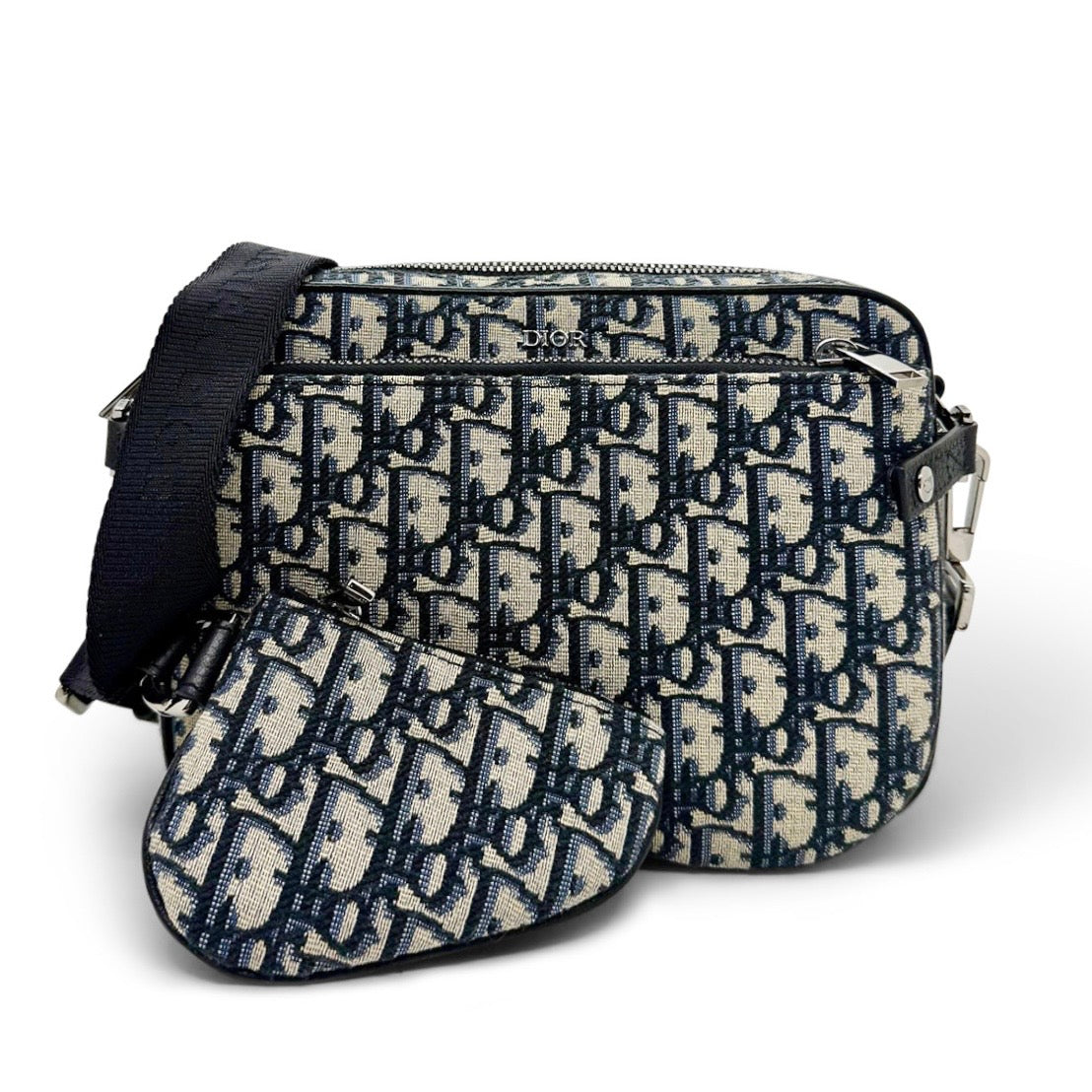 Dior Saddle Triple Pouch in Oblique Jacquard Canvas