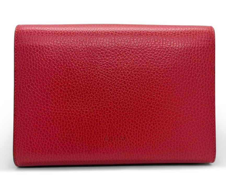 Gucci Dionysus Red Leather Wallet on Chain