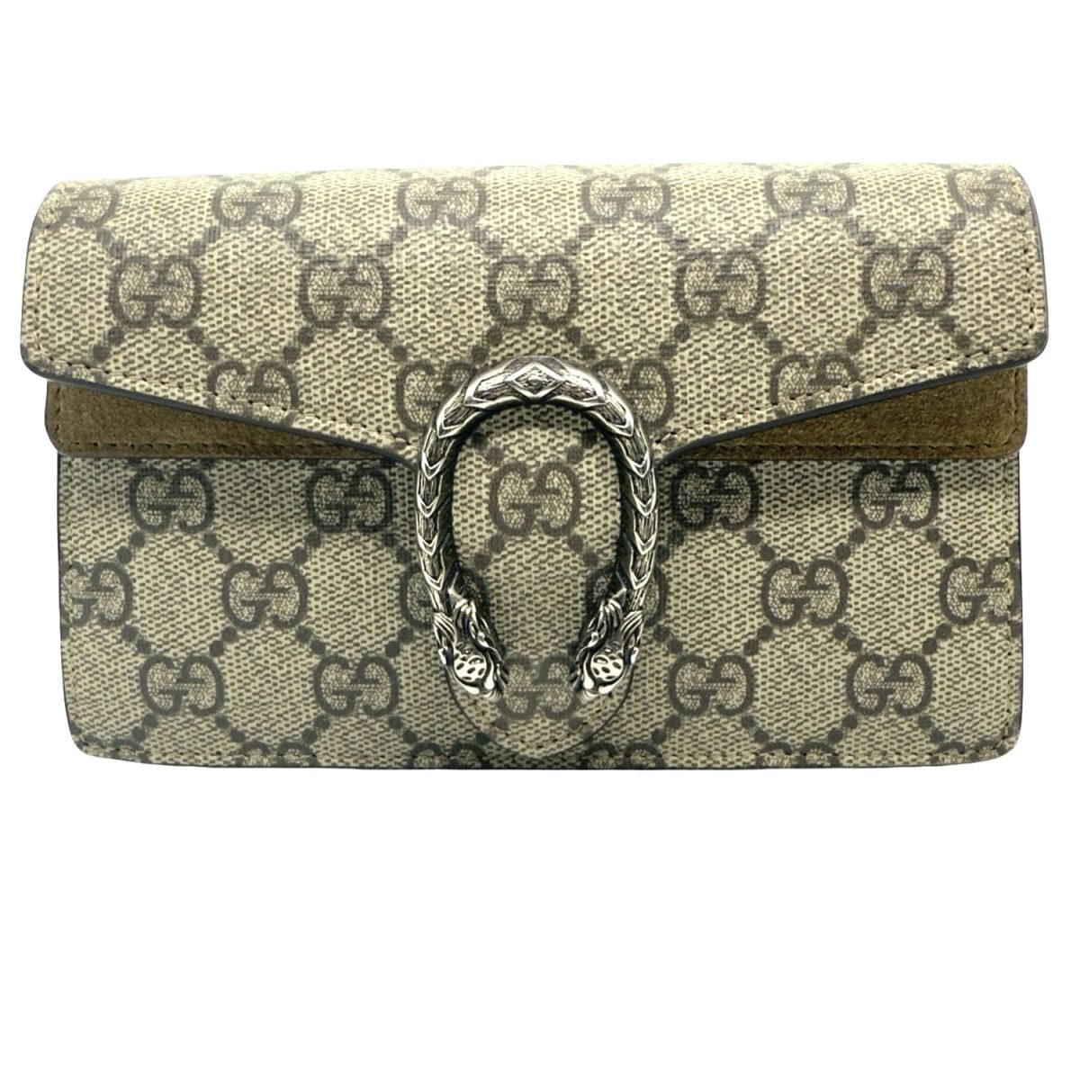 Gucci Beige GG Supreme Canvas & Suede Super Mini Dionysus Shoulder Bag