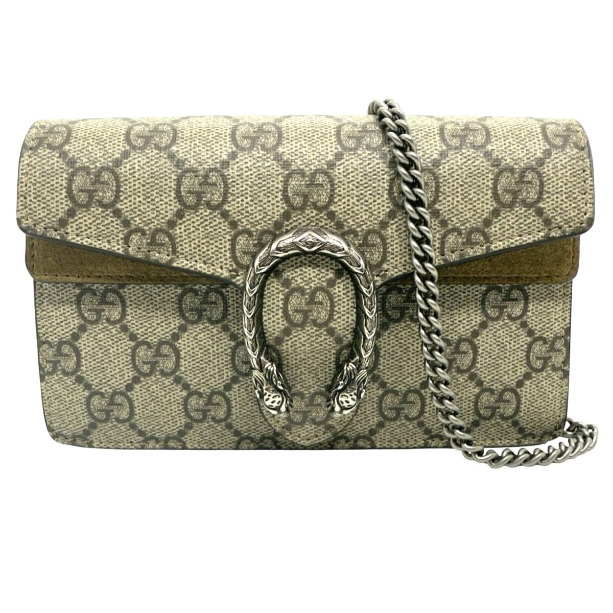 Gucci Beige GG Supreme Canvas & Suede Super Mini Dionysus Shoulder Bag