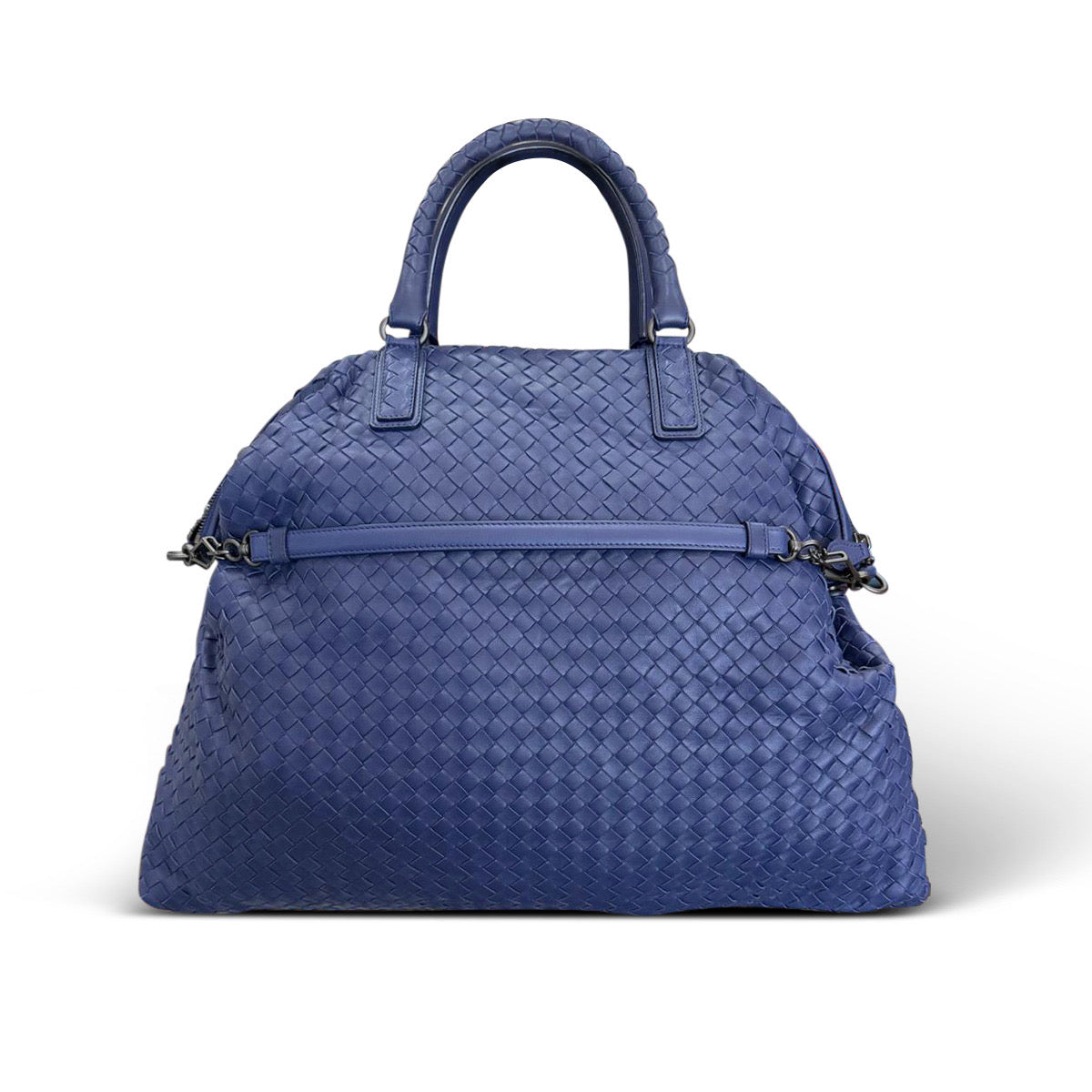 Bottega Veneta Blue Intrecciato Nappa Leather Maxi Convertible Tote Bag