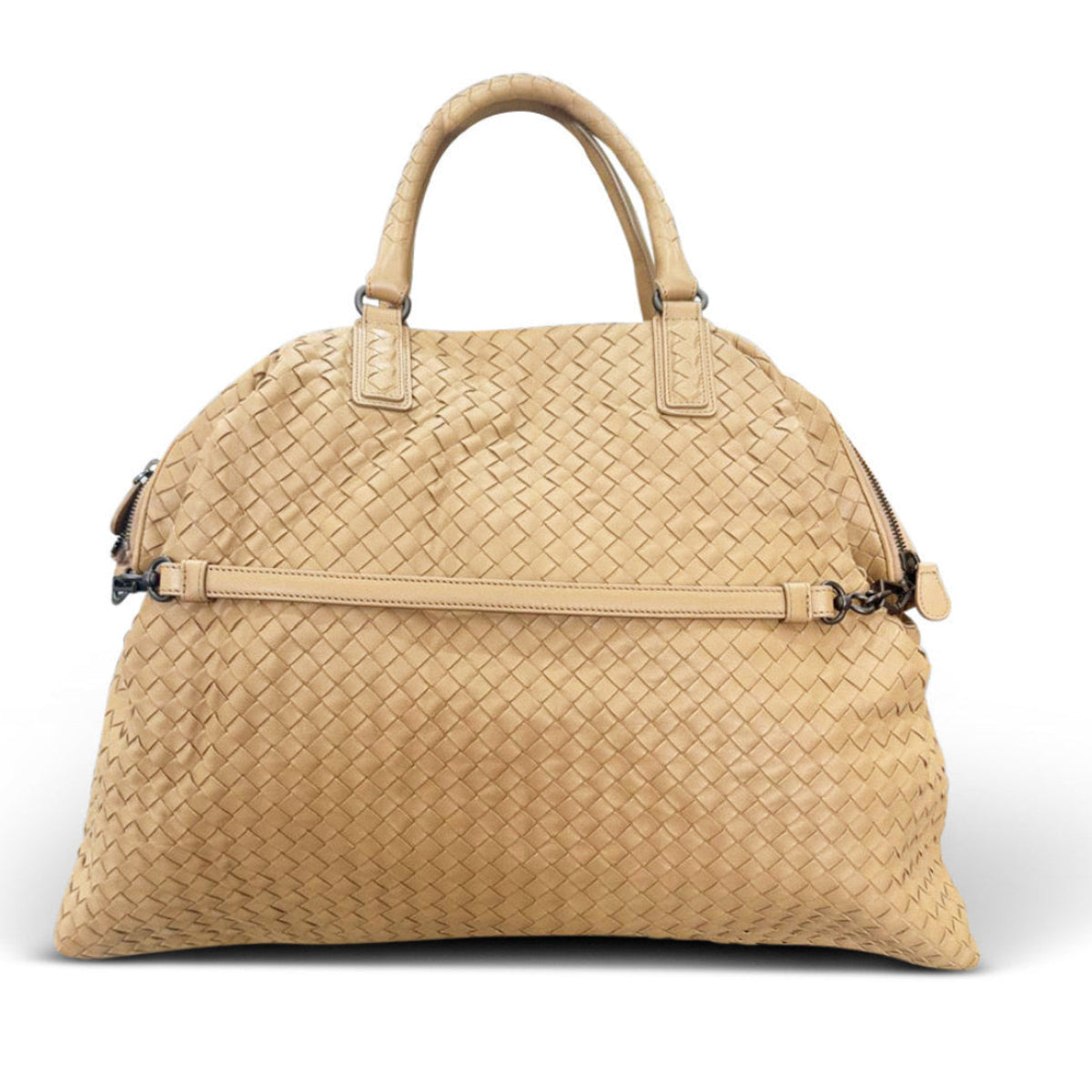 Bottega Veneta Intrecciato Nappa Woven Leather Maxi Convertible in Beige