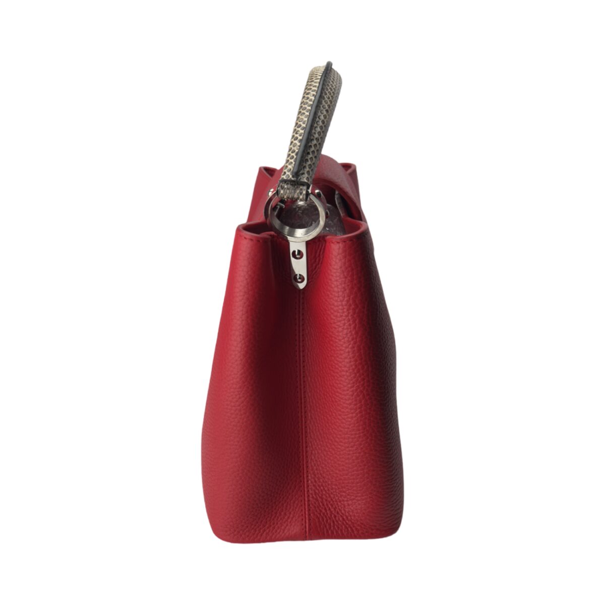 Louis Vuitton Red Leather & Python Leather Capucines MM