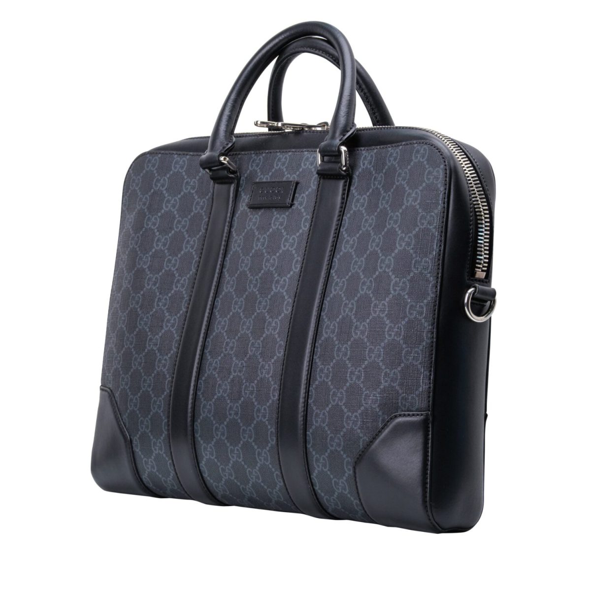 Gucci GG Briefcase with Shoulder Strap in Leather and Canvas