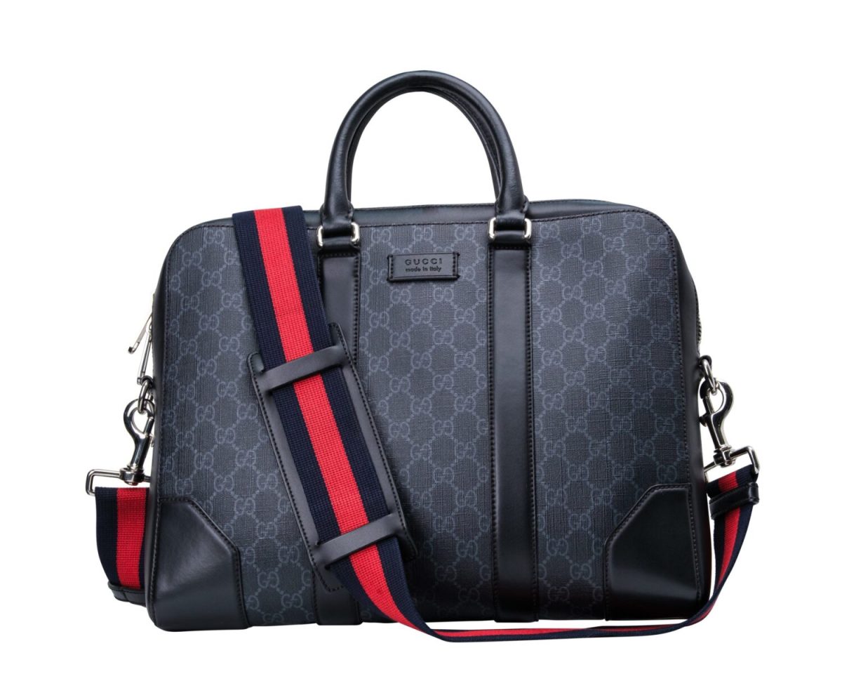 Gucci GG Briefcase with Shoulder Strap in Leather and Canvas