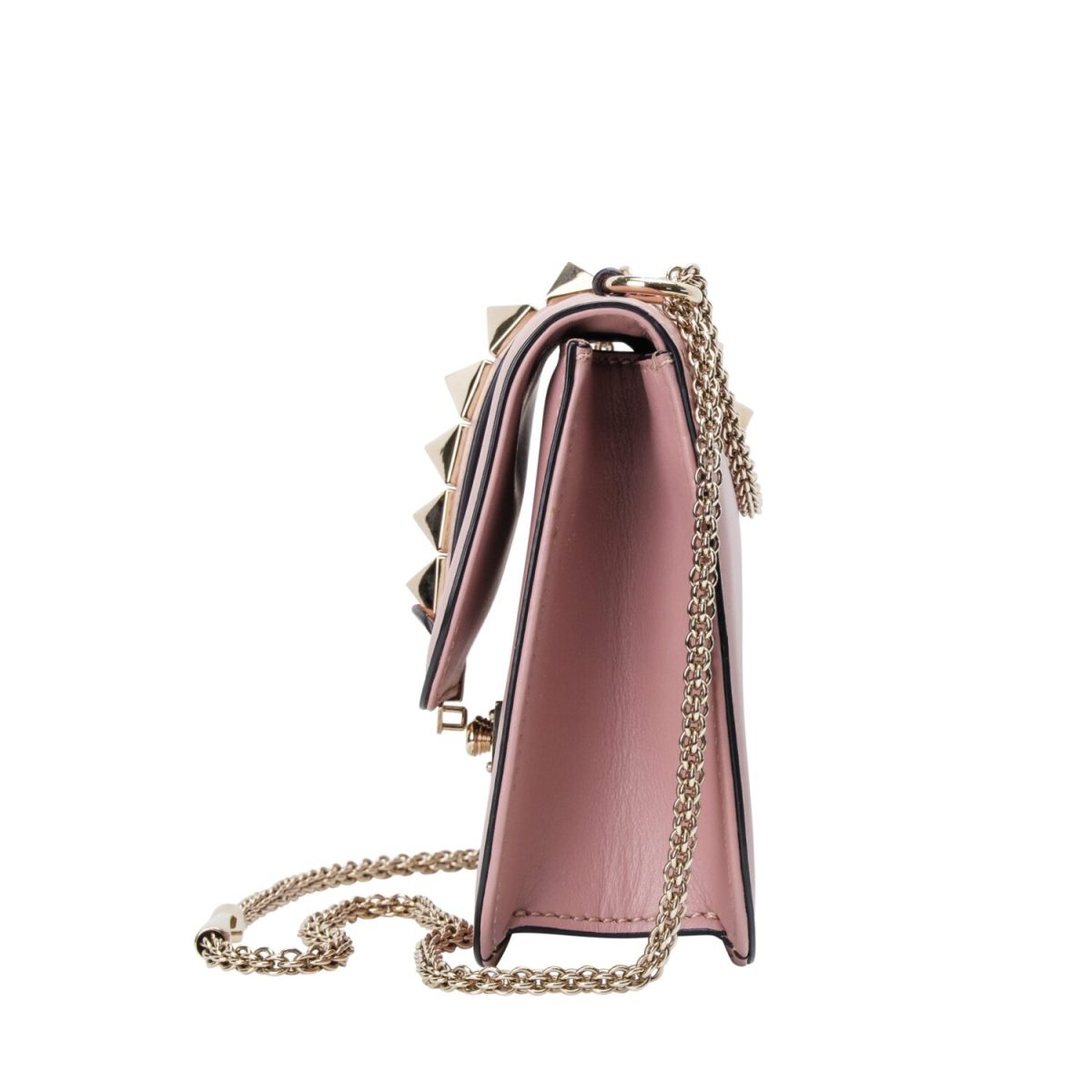 Valentino Dusty Pink Leather Medium Rocketed Glam Lock Flap Bag