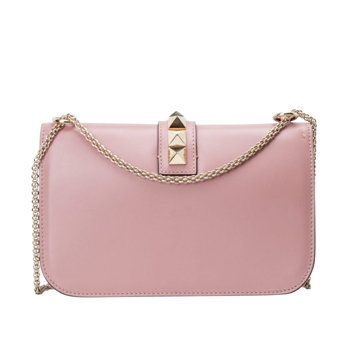 Valentino Dusty Pink Leather Medium Rocketed Glam Lock Flap Bag
