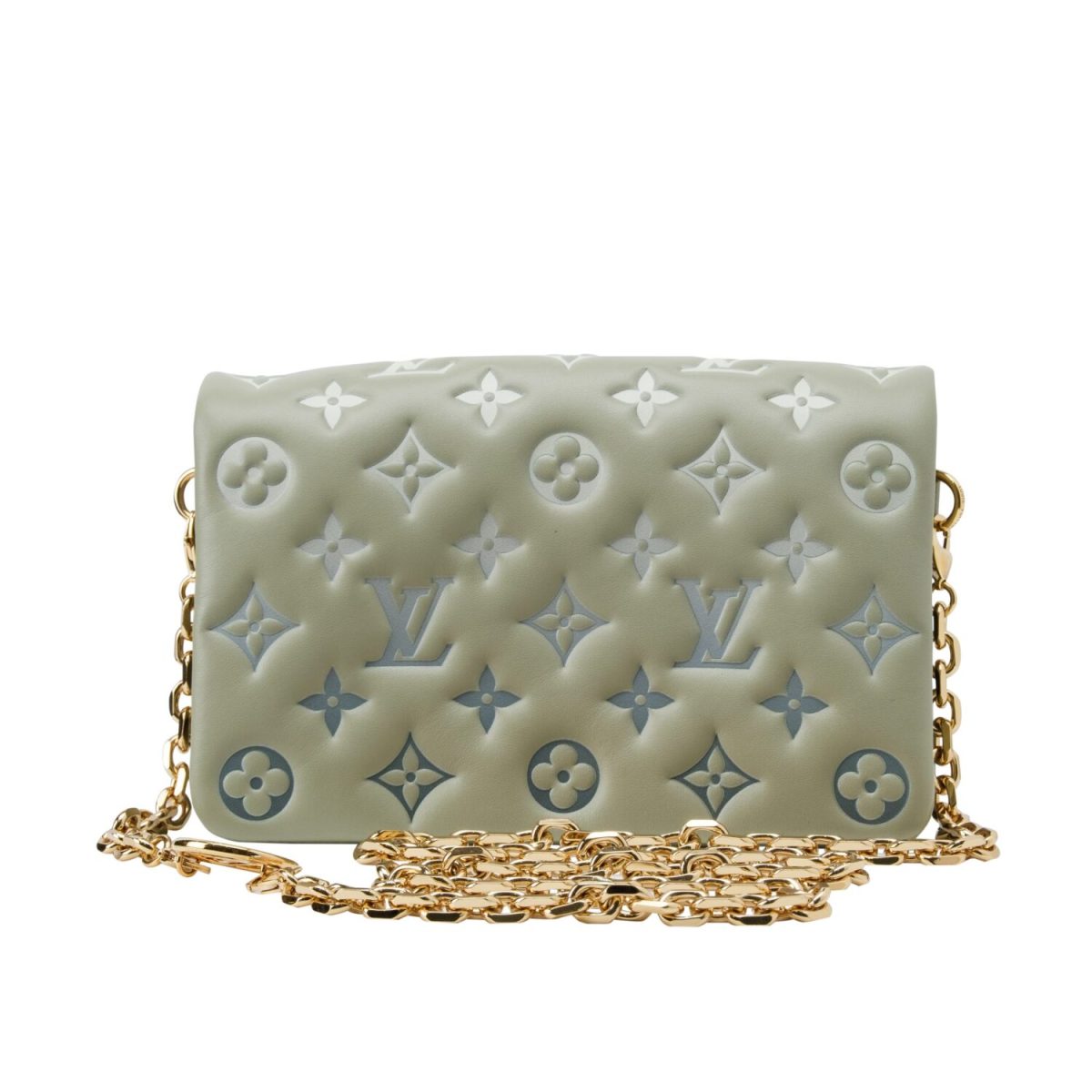 Louis Vuitton Lambskin Embossed Monogram Pochette Coussin Green