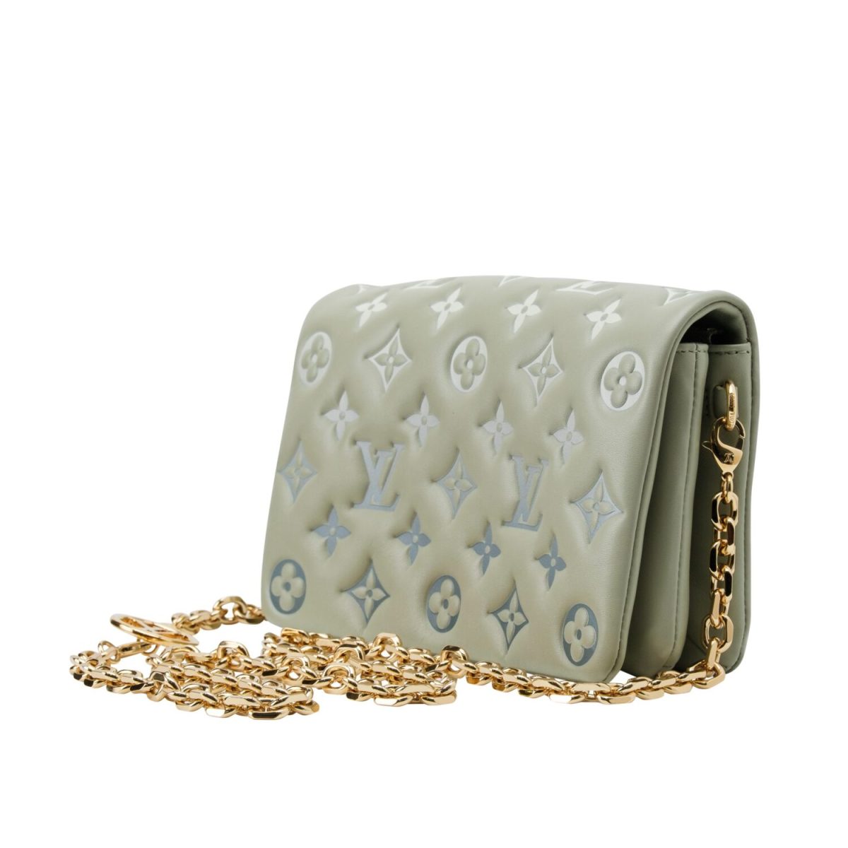 Louis Vuitton Lambskin Embossed Monogram Pochette Coussin Green