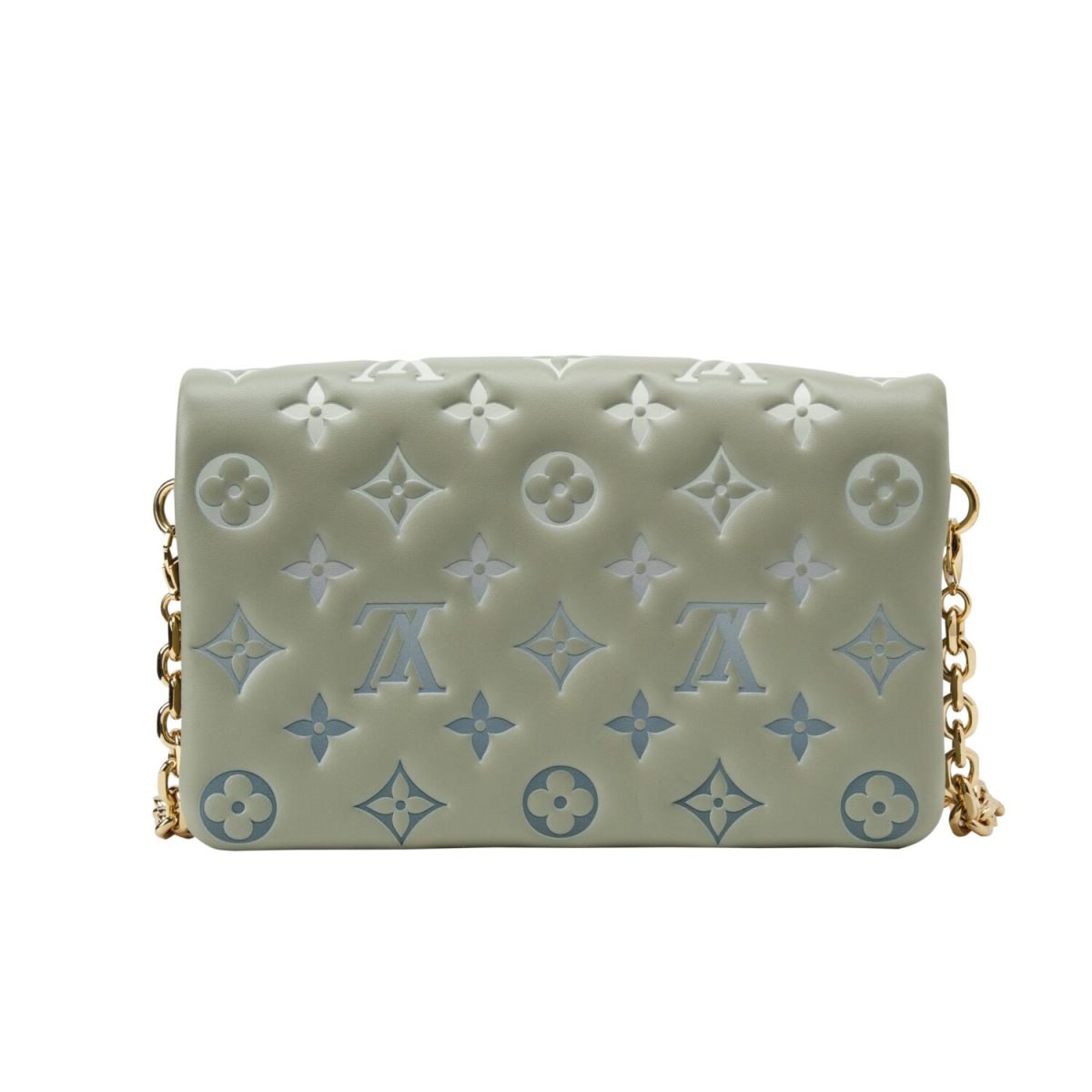 Louis Vuitton Lambskin Embossed Monogram Pochette Coussin Green