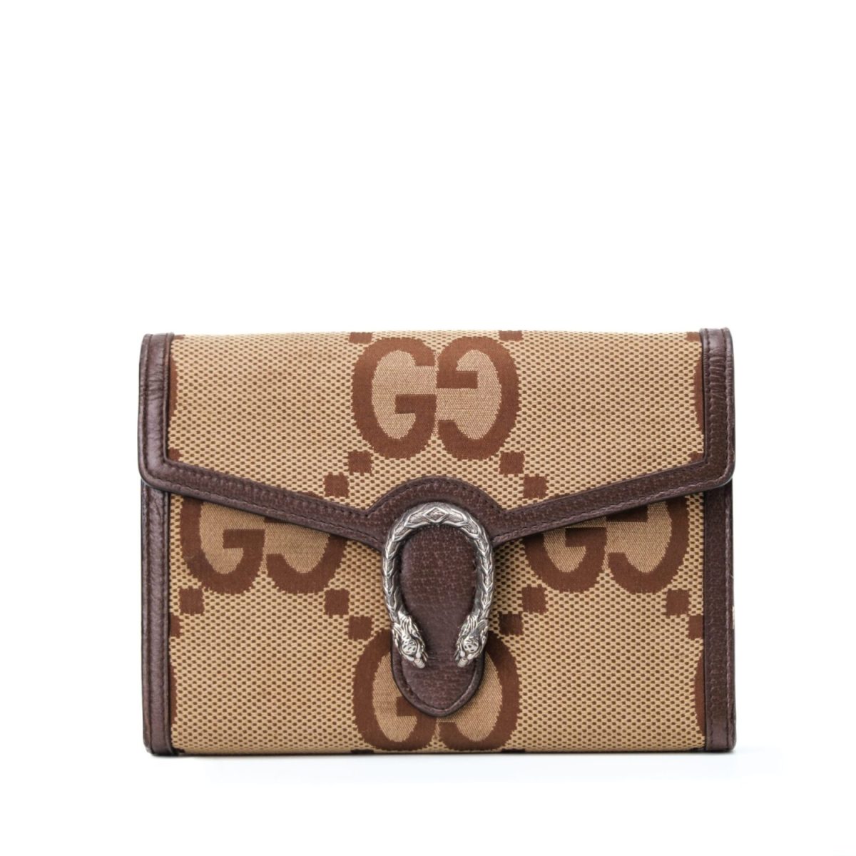 Gucci Camel Ebony Dionysus Jumbo GG Canvas Wallet Crossbody Bag