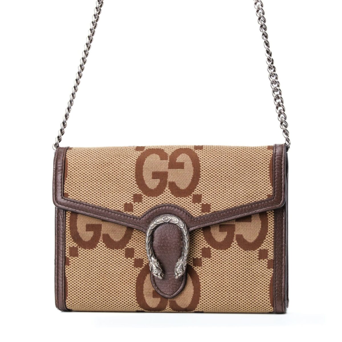 Gucci Camel Ebony Dionysus Jumbo GG Canvas Wallet Crossbody Bag
