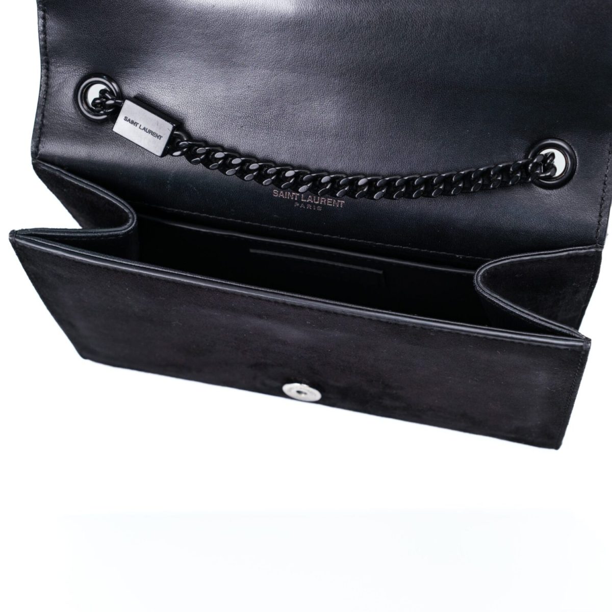 Saint Laurent Suede Crystal Small Classic Monogram Kate Satchel