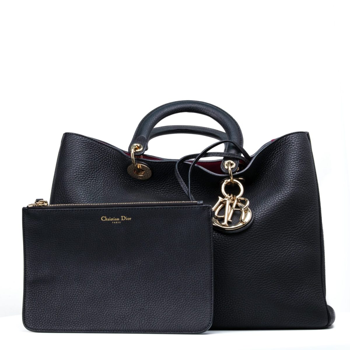 Dior Black Leather Medium Diorissimo Tote