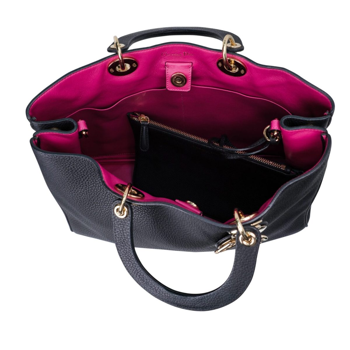 Dior Black Leather Medium Diorissimo Tote