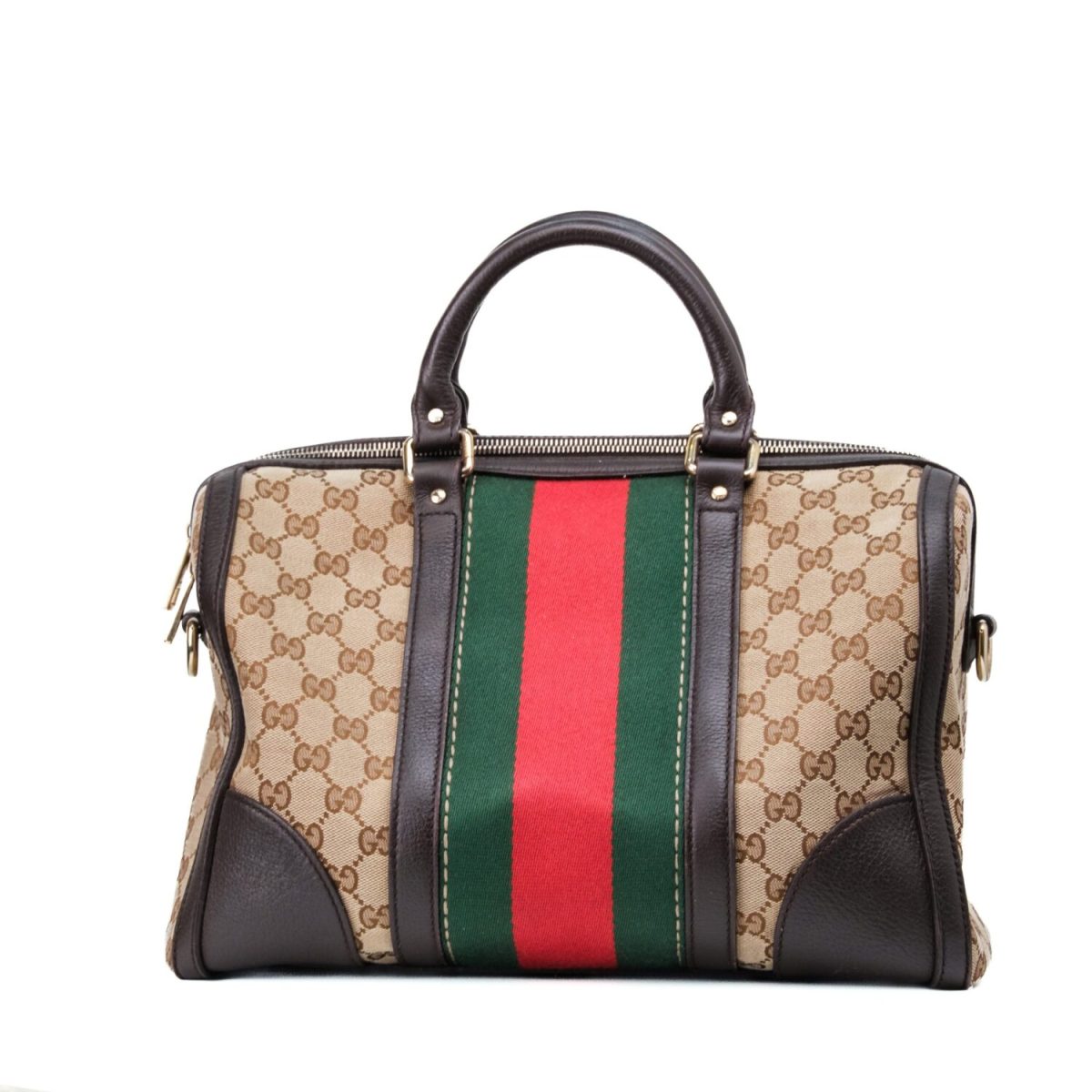 Gucci Vintage Web Medium Webby Bee Boston Brown