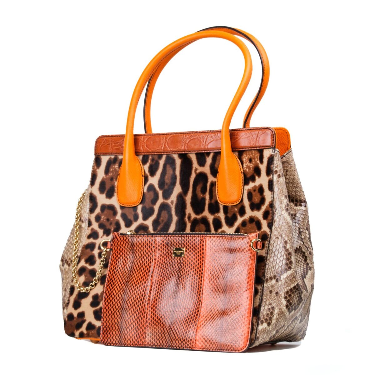 Dolce & Gabbana Snake, Fur and Crocodile Shopper Tote