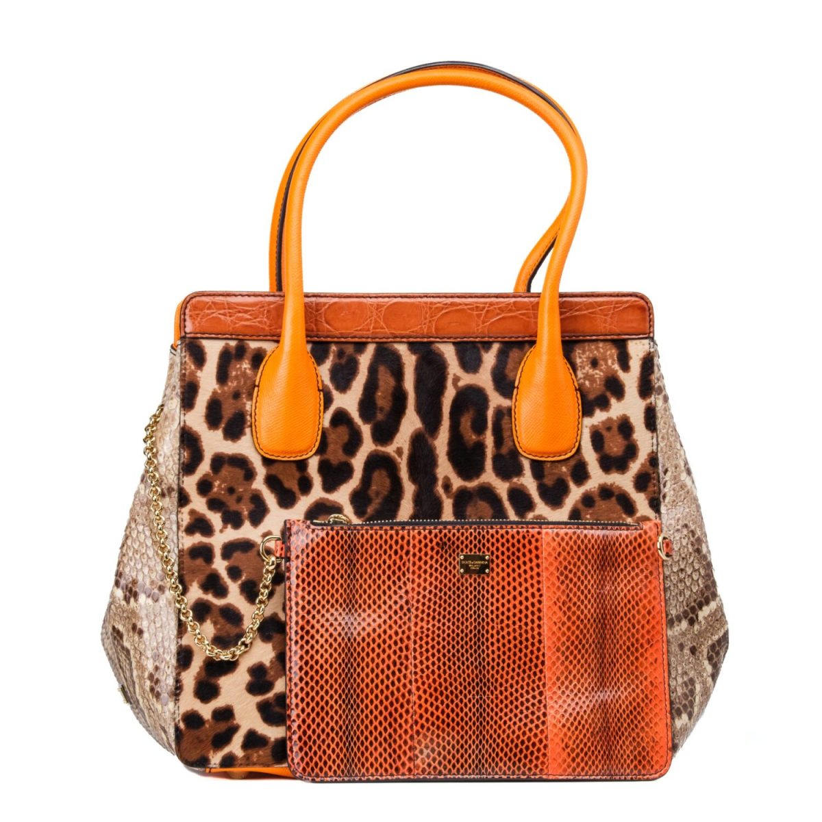 Dolce & Gabbana Snake, Fur and Crocodile Shopper Tote