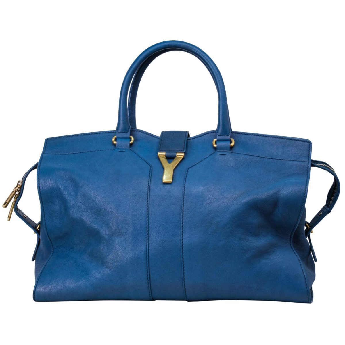 Saint Laurent Blue Leather Large Cabas Chyc Tote