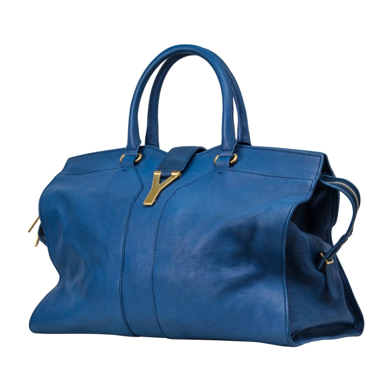 Saint Laurent Blue Leather Large Cabas Chyc Tote