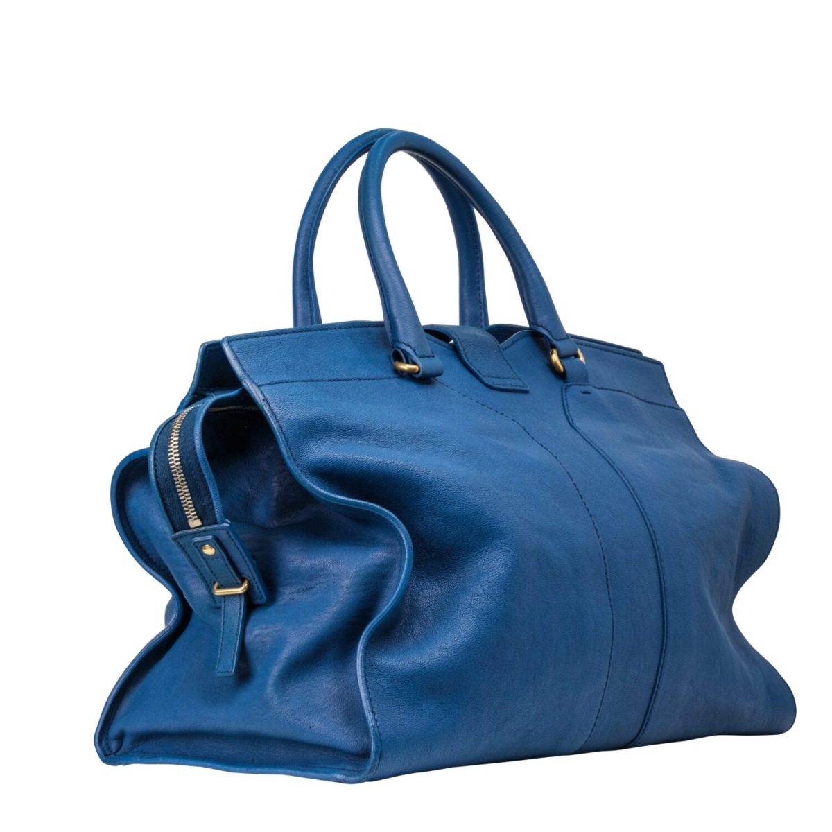 Saint Laurent Blue Leather Large Cabas Chyc Tote