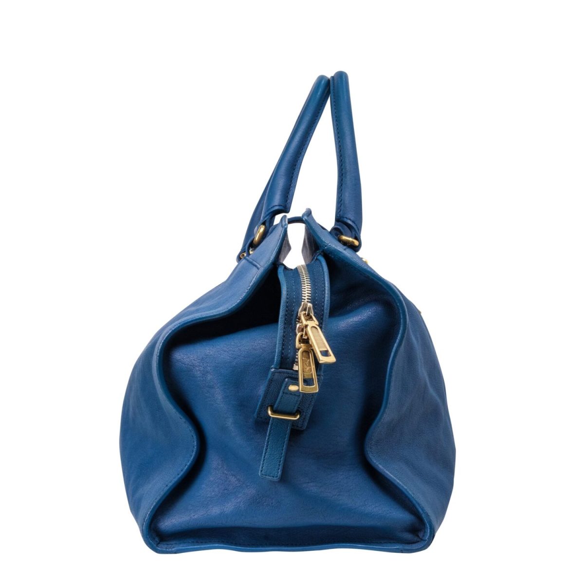 Saint Laurent Blue Leather Large Cabas Chyc Tote