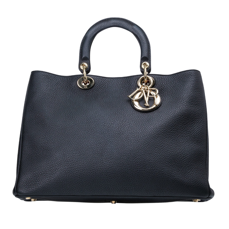 Dior Black Leather Medium Diorissimo Tote