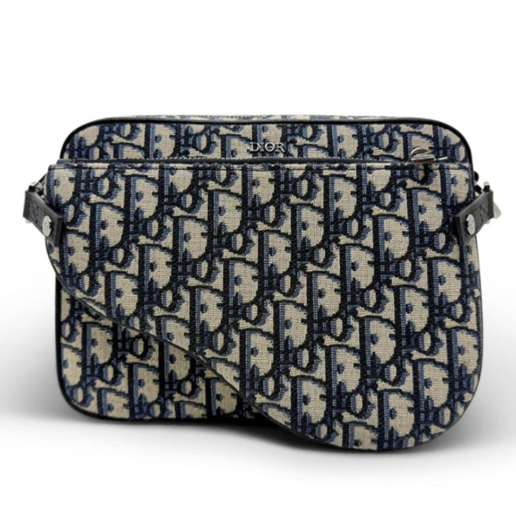 Dior Saddle Triple Pouch in Oblique Jacquard Canvas