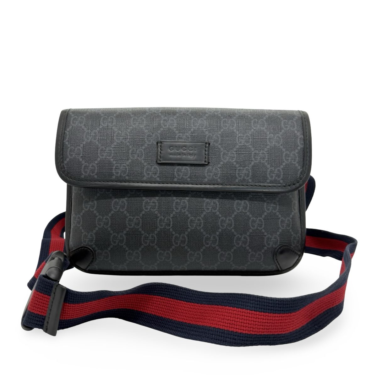 Gucci Black/Grey GG Supreme Belt Bag