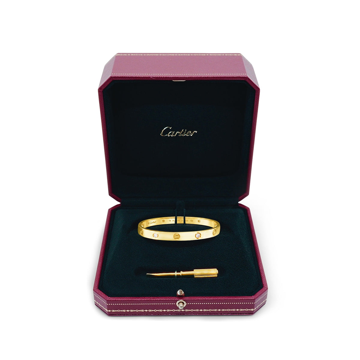 Cartier 4 Diamond Love Bracelet in Yellow Gold (Size 18)