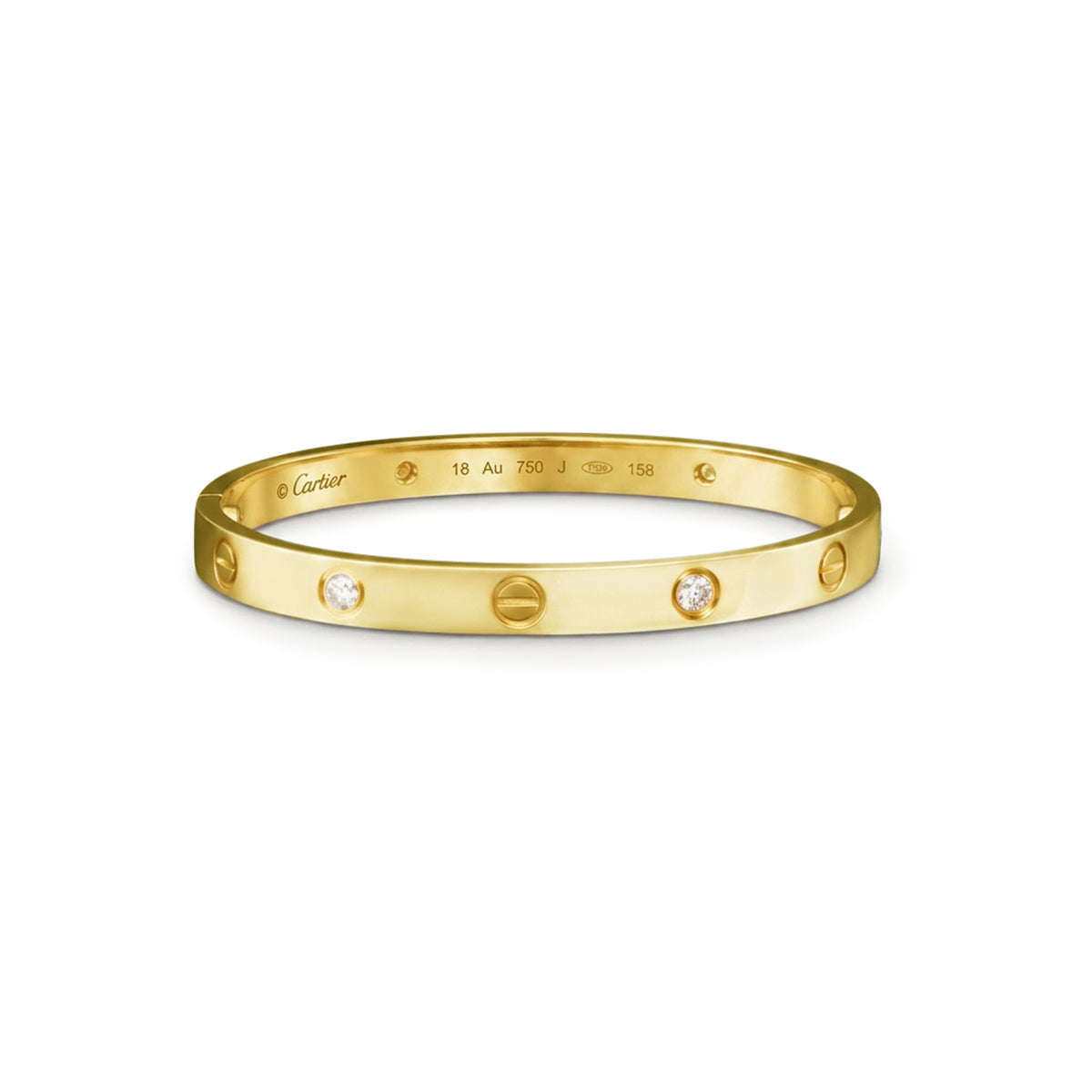 Cartier 4 Diamond Love Bracelet in Yellow Gold (Size 18)