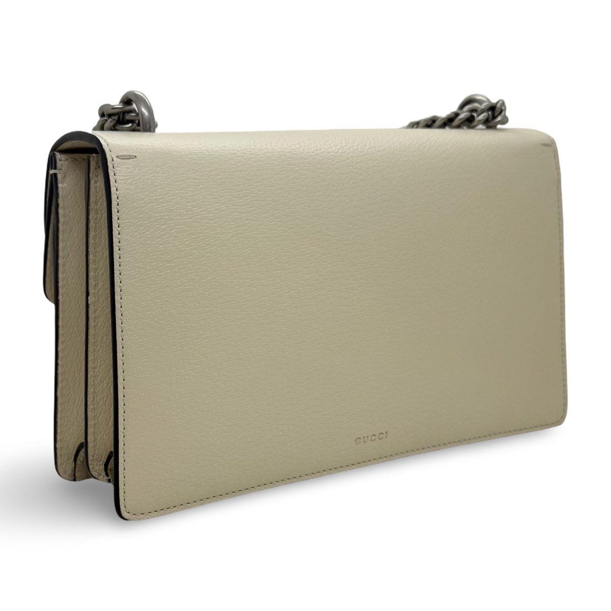 Gucci Dionysus small shoulder bag, cream leather, silver hardware, crystal tiger head