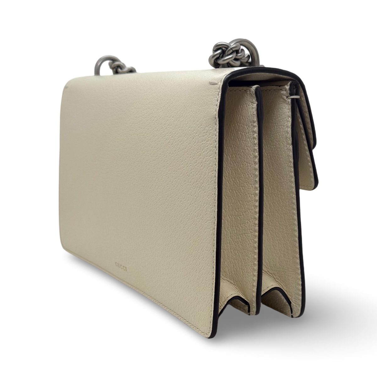 Gucci Dionysus small shoulder bag, cream leather, silver hardware, crystal tiger head