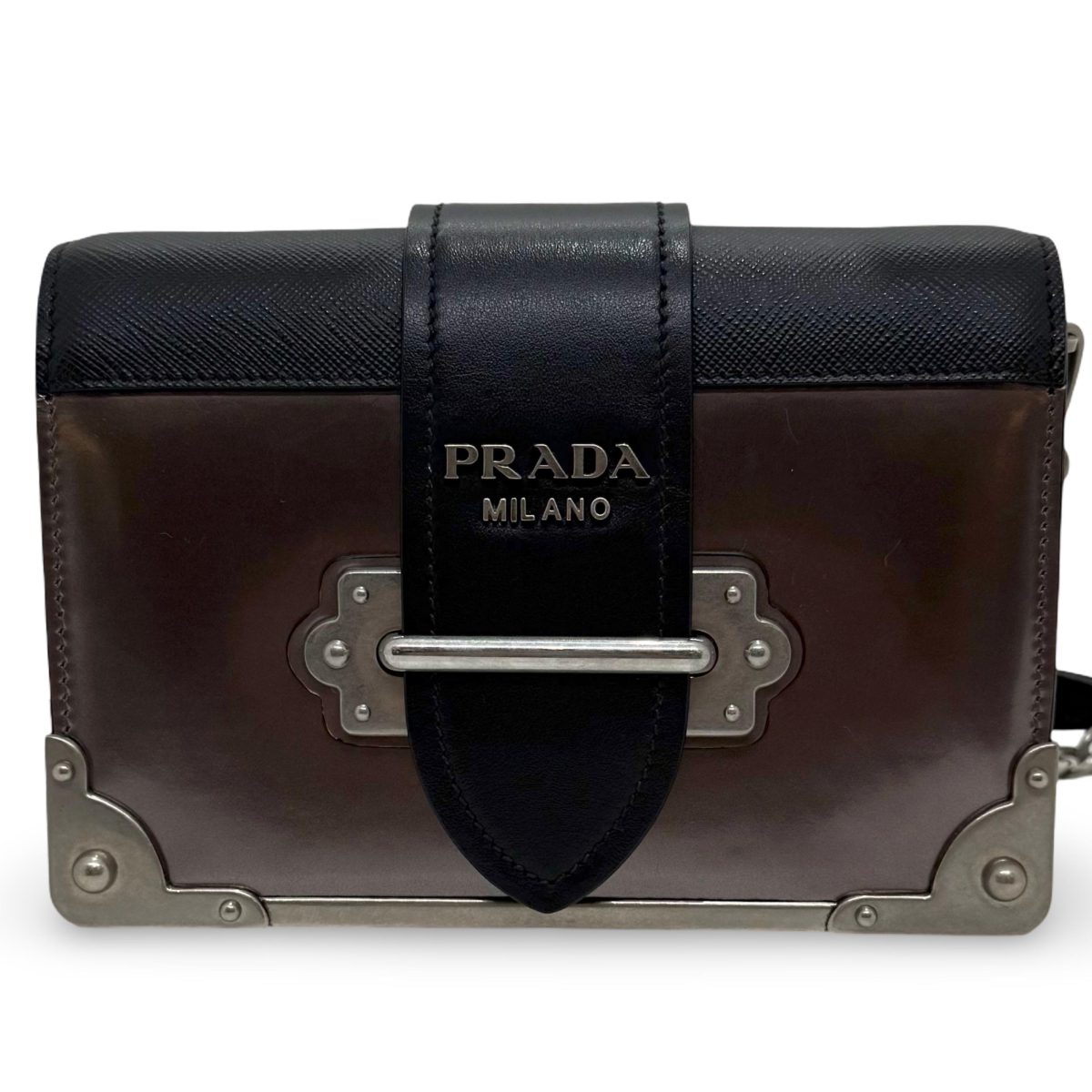 Prada Saffiano Trimmed Metallic Vitello Cahier Bag crossbody bag