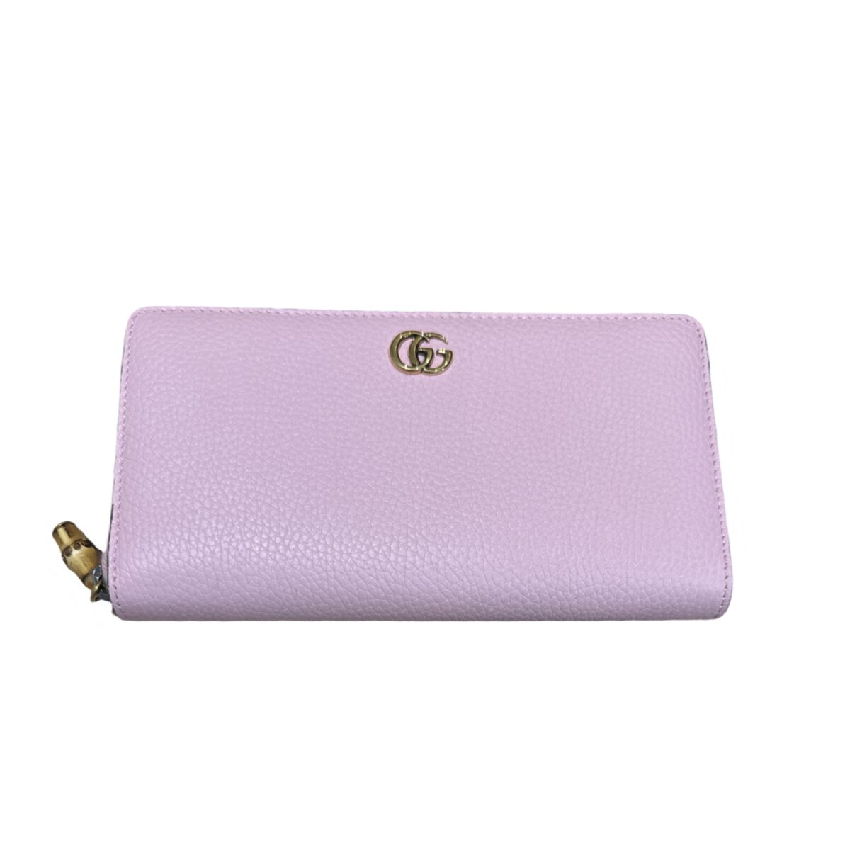 Gucci Pink Leather Zip Around Wallet with Bamboo